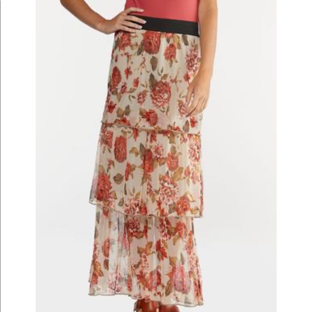 Petite Floral Tiered Mesh Maxi Skirt - Picture 1 of 8